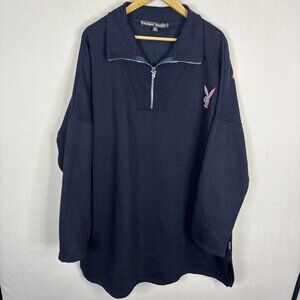 Playboy x Missguided Quarter Zip Sweatshirt Women’s US 16 Navy Oversized